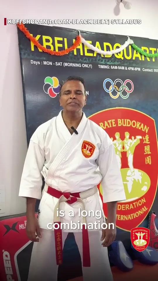 KBFI karate syllabus excerpt with blocking and kicking demonstrations